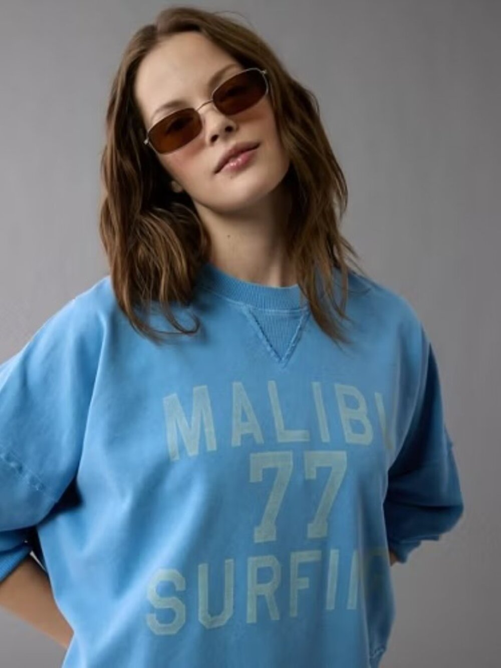 AE Everyday Luxe Crew Neck Sweatshirt Size S Oversized Casual Lounge Malibu